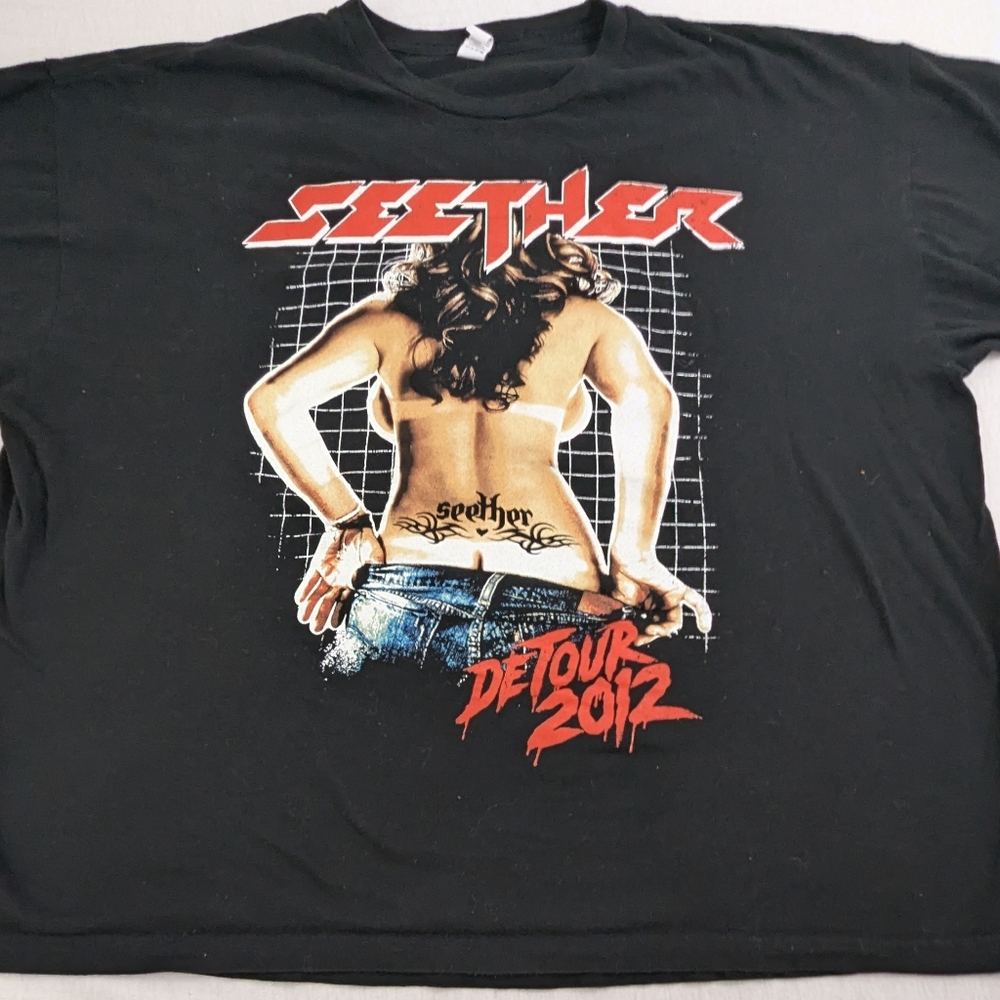 Seether Detour 2012 Vintage Concert Tee Dates/Cities/States On Back Size XXL